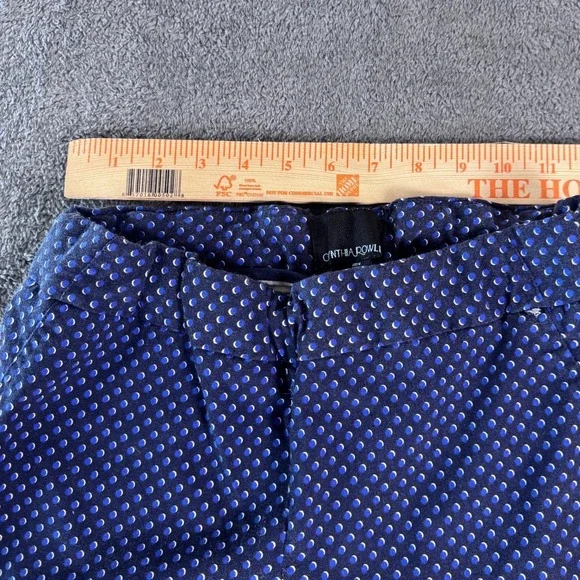 Cynthia Rowley Womens Navy Blue Polka Dot Slim Leg Ankle Pants Size 4 Stretch - Picture 4 of 6